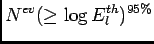 $N^{ev}(\geq \log{E_l^{th}})^{95 \%}$